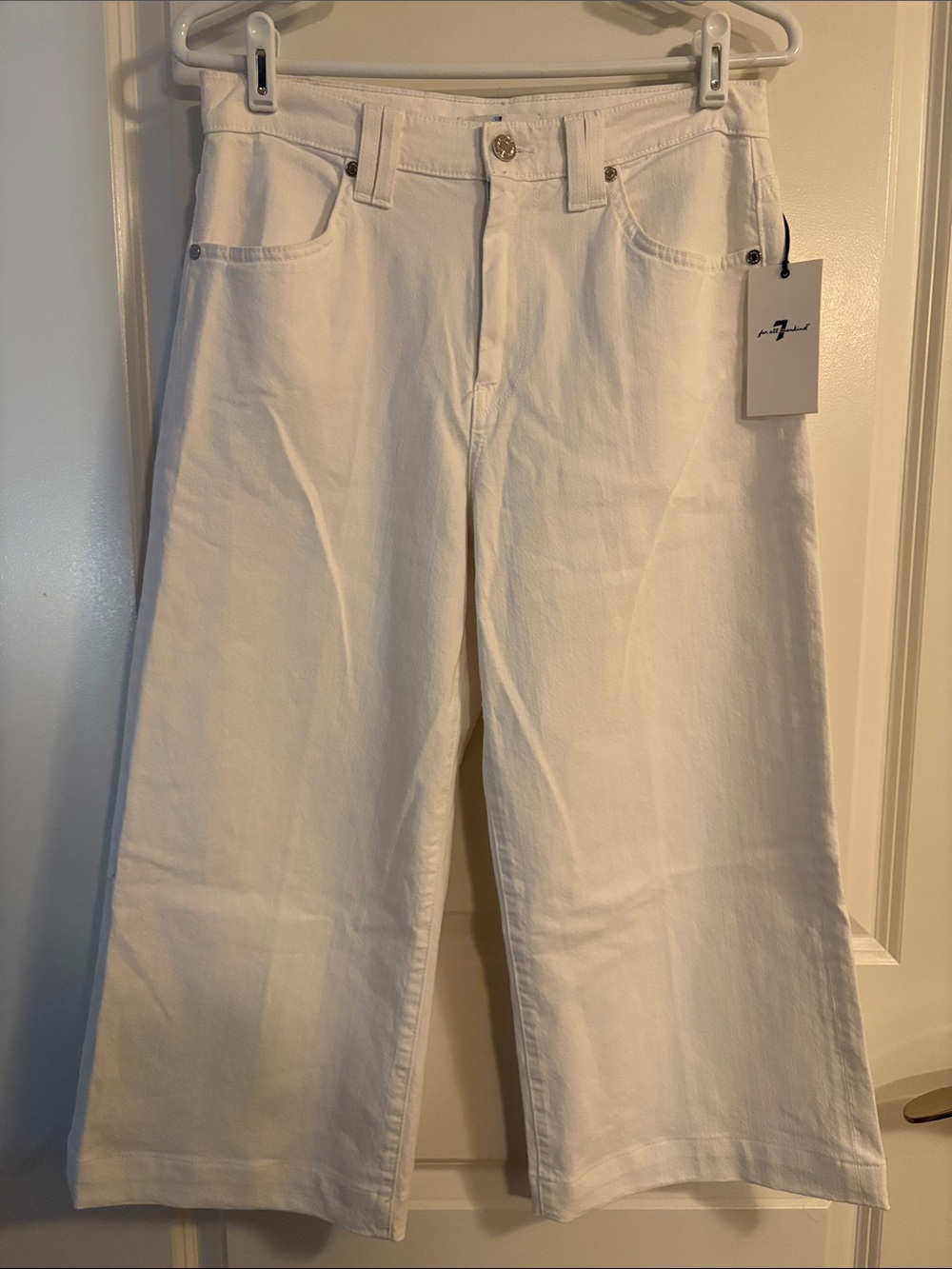 7 For All Mankind White Wide-Leg Jeans Cropped - Accepting Offers!